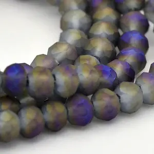 Full Rainbow Plated Faceted Rondelle Glass Beads Strands