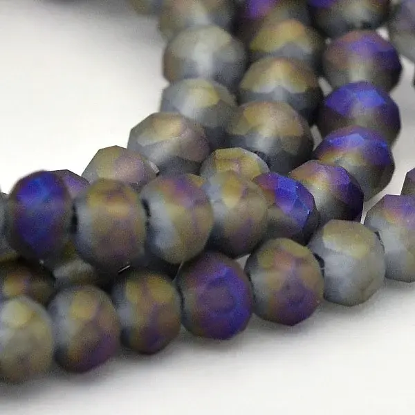 Full Rainbow Plated Faceted Rondelle Glass Beads Strands