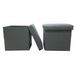 Skládací taburet, ekokůže šedá, tela new