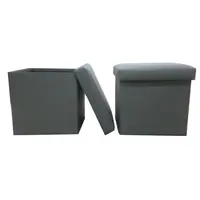 Skládací taburet, ekokůže šedá, tela new