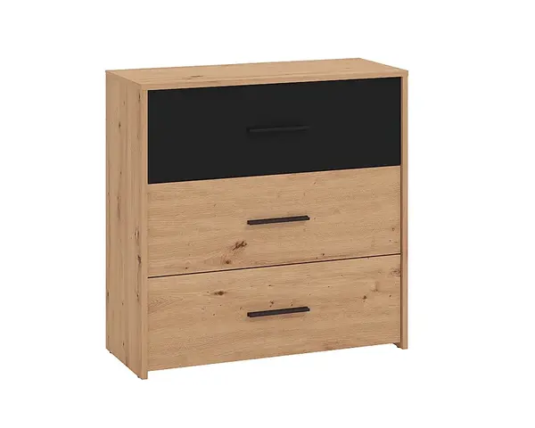 Zásuvková komoda geralt - dub artisan/černá