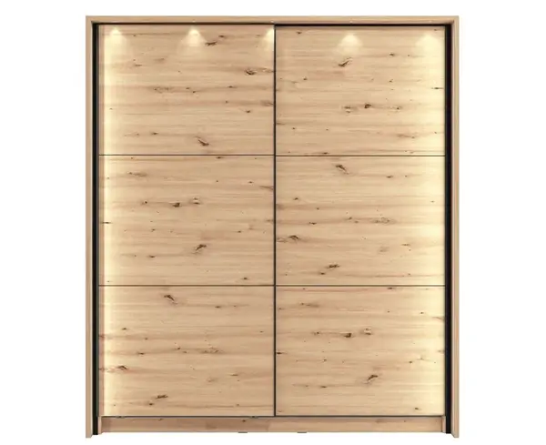 Posuvná skříň s ozdobným rámem a osvětlením catalina 180 - dub artisan