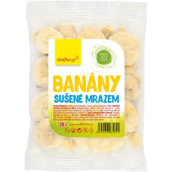 Wolfberry Banány mrazom sušené mrazom sušené ovocie 20 g