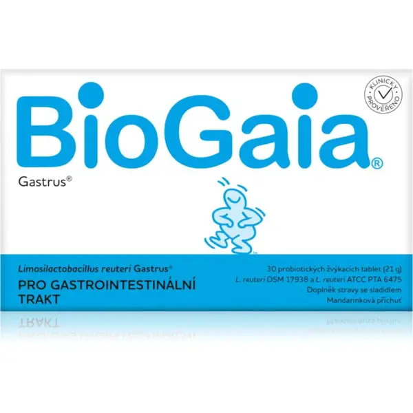 BioGaia Gastrus® žuvacie tablety s probiotikami príchuť Tangerine 30 tbl