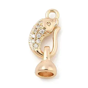 Brass Micro Pave Clear Cubic Zirconia Hook and S-hook Clasps