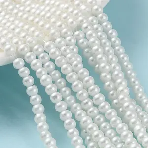 Baking Paint Pearlized Glass Pearl Round Bead Strands