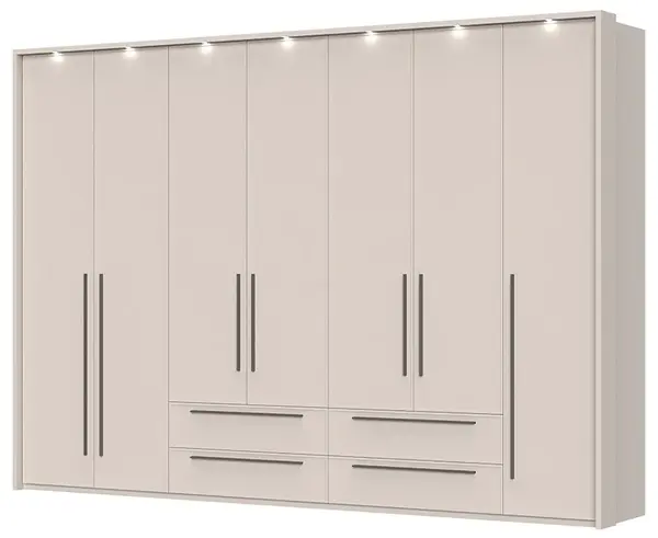 Sedmidveřová šatní skříň se zásuvkami a led osvětlením ii baptiste -