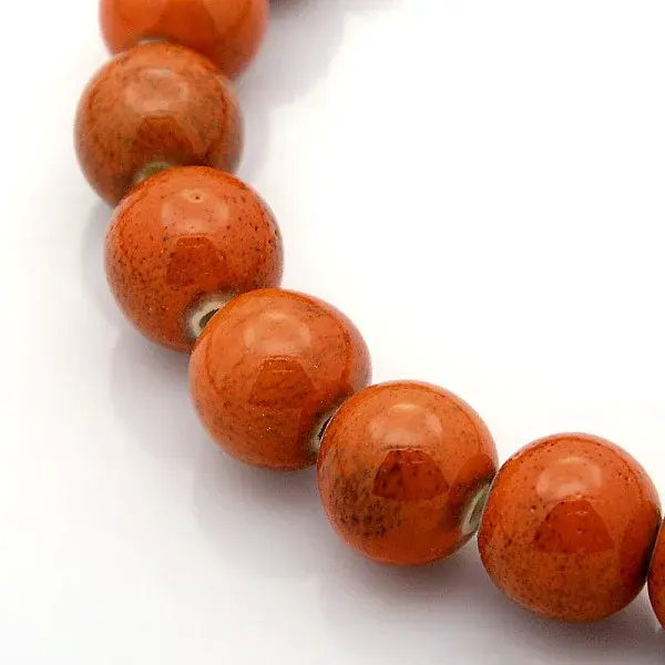 Handmade Fancy Antique Glazed Porcelain Ceramic Round Beads Strands