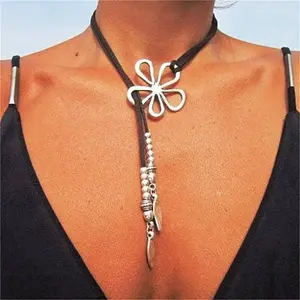 Boho Waxed Cord Adjustable Wrap Choker Necklaces