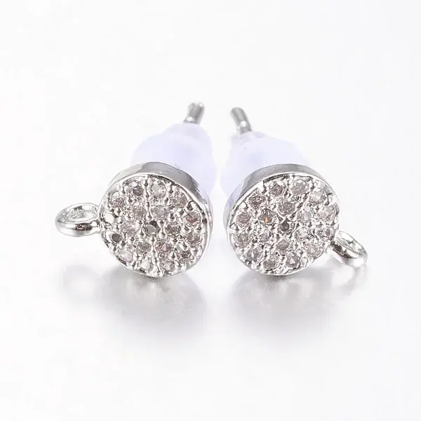 Brass Micro Pave Cubic Zirconia Stud Earring Findings