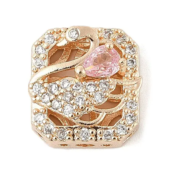 Brass Micro Pave Cubic Zirconia Beads