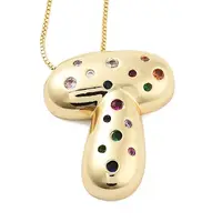 Brass Micro Pave Cubic Zirconia Letter Pendant Necklaces