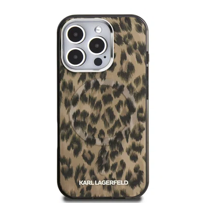Zadní kryt Karl Lagerfeld IML Leopard MagSafe pro Apple iPhone 16 Pro, hnědá