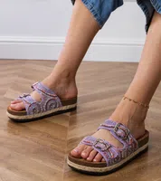 Gemre Purple ethnic sandals with buckles on straps Zebrina
