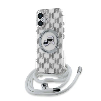 Zadní kryt Karl Lagerfeld IML Monogram Crossbody K&CH Heads MagSafe pro Apple iPhone 16, transparentní