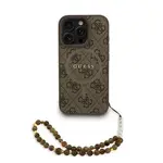 Zadní kryt Guess PU Leather 4G Colored Ring Strap MagSafe pro Apple iPhone 15, hnědá