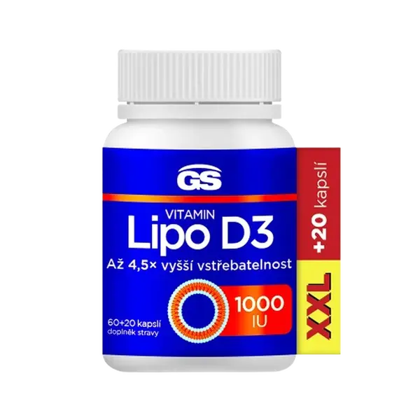 GS Vitamin Lipo D3, 1000 IU, XXL 80 kapslí