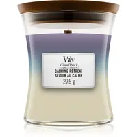 Woodwick Trilogy Calming Retreat vonná svíčka s dřevěným knotem 275 g