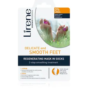 Lirene Foot Care regenerace pokožky chodidel ve dvou krocích peeling + maska ve formě ponožek 3% Urea 1 pár