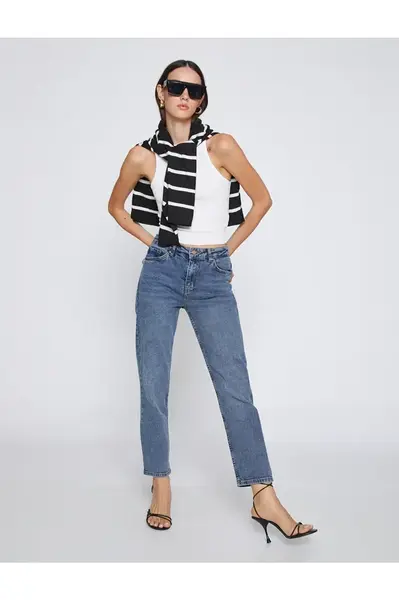 Koton Straight Leg Jeans High Waist - Eve Slim Jean