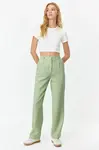 Trendyol Mint Straight/Straight Cut Pleated Woven Fabric Trousers