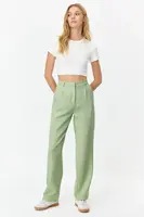 Trendyol Mint Straight/Straight Cut Pleated Woven Fabric Trousers