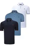 TRIPLE SET T8586 DEWBERRY MEN'S T-SHIRT-NAVY-WHITE-INDIGO