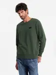 Ombre Men's non-stretch sweatshirt with metal pin - dark green
