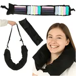 Cestovný vankúš rožok so skrytým vreckom a popruhom – čierny