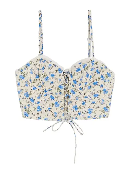 Bershka Top  béžová / modrá / tmavohnedá / zelená