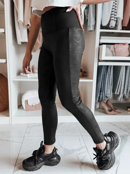 Legginsy damskie woskowane z wysokim stanem NIVANA czarne Dstreet