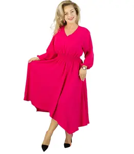 Pri ADELE midi dress with elastic waist and v-neckline