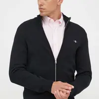 Bavlnený kardigán Gant čierna farba