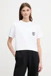 Bavlnené tričko Calvin Klein Jeans dámske, biela farba, LV047B847G