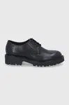 Kožené poltopánky Vagabond Shoemakers dámske, čierna farba, na plochom podpätku