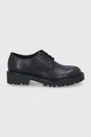 Kožené poltopánky Vagabond Shoemakers dámske, čierna farba, na plochom podpätku