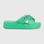 Šľapky Mexx Lexi dámske, zelená farba, na platforme, MXBN008203W