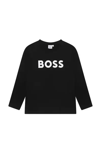 Detská bavlnená košeľa s dlhým rukávom BOSS