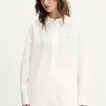 Košeľa s prímesou ľanu Tommy Jeans béžová farba, regular, s klasickým golierom, DW0DW20292
