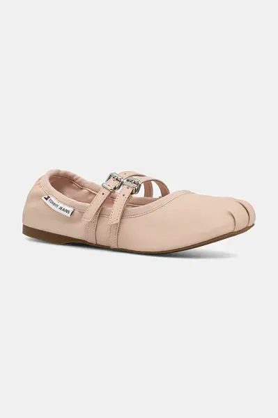 Kožené balerínky Tommy Jeans BALLERINA