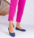 Gemre Navy blue women's suede ballet flats with a bow Ingera