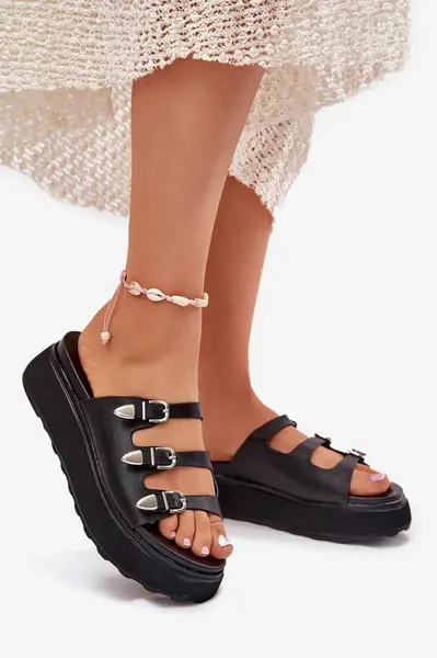 Boto Dámské Klapky Na Platformě S Pásky Černé Nimiotte