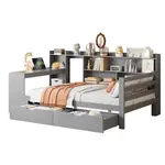 CHICFURN POSTEL 90/200 cm v šedé barvě s psacím stolem, policemi, zásuvkami a USB