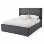 STILVORA ČALOUNĚNÁ POSTEL 140/200 cm šedá s úložným prostorem, retro design