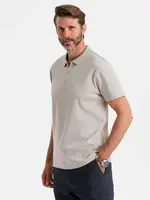 Ombre Men's polo shirt with zippered collar - ash