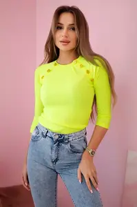 Halenka s ozdobnými knoflíky žlutá neon