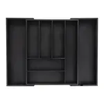 Relaxdays PŘÍBORNÍK Černý bambus MDF výsuvný 8 přihrádek 35 cm