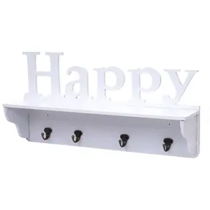MCW NÁSTĚNNÁ SKŘÍŇ HAPPY 4 HÁČKY Čistě bílá