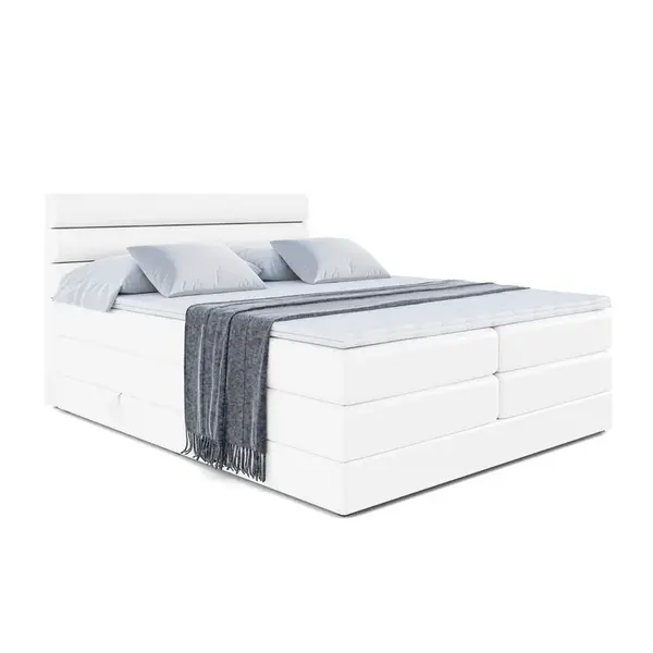 ALTDECOR BOXSPRINGOVÁ postel CELESTIA KING – 180 x 200 – H3/H4 – vysoce lesklá bílá