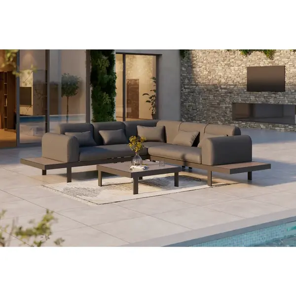 Ambia Garden TERASOVÁ SEDACÍ SOUPRAVA kov, sklo, textil